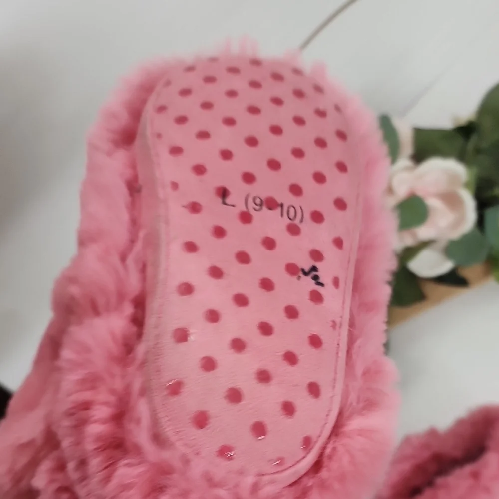 Plush Pink Fuzzy Slippers